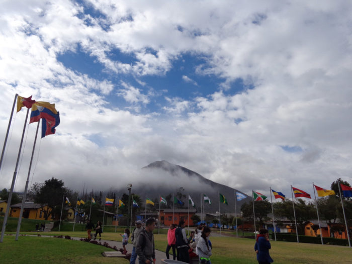 flags at mitad del mundo