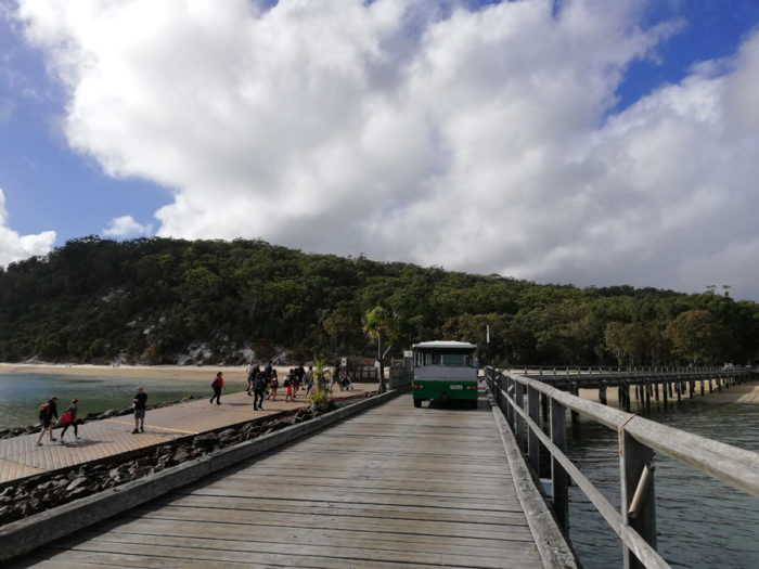 transport bus on fraser island jetty