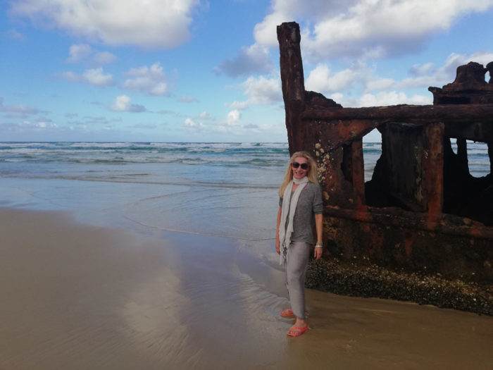 Alexandra Kollaros at the Maheno shipwreck