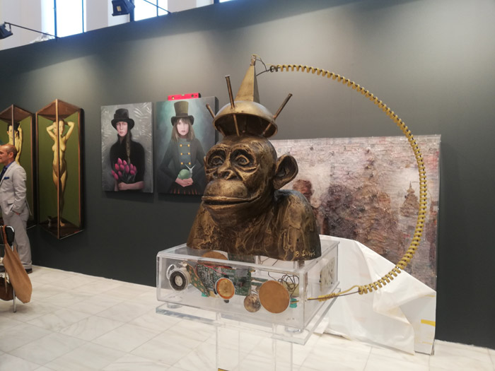 metal chimp sculpture