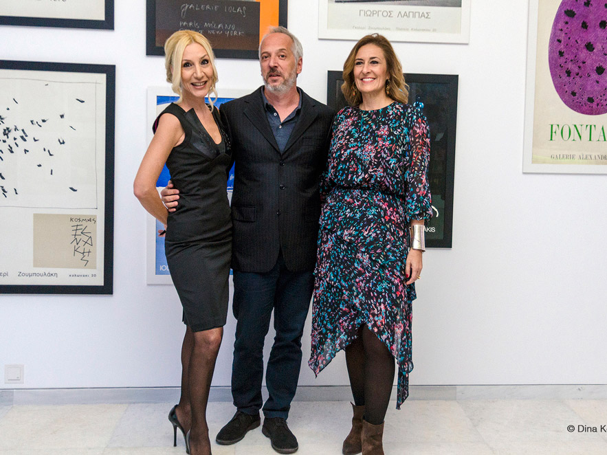 Alexandra Kollaros posing at her book launch in Zoumboulakis Gallery