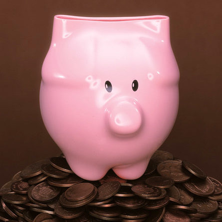 pink dip moulded piggy bank by inflate