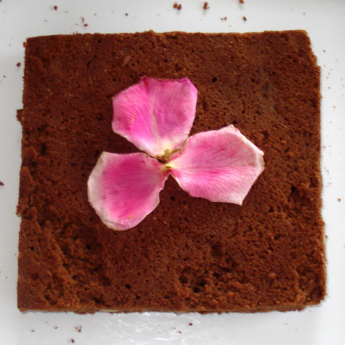 brownie with rose pedal