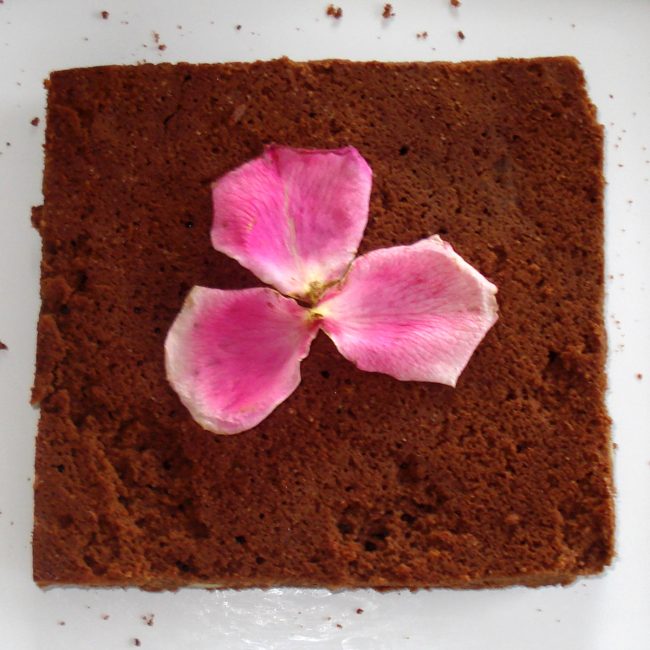 brownie with rose pedal