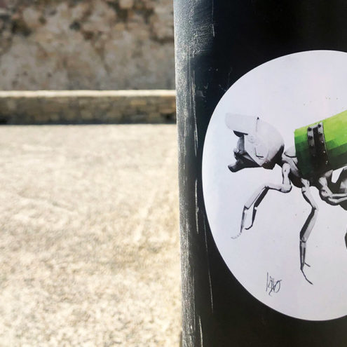 police bee paste up by Ludo in Greece