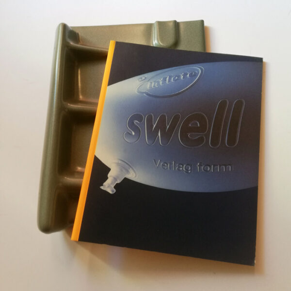 Inflate Swell Book in grey dip moulded pvc plastic case